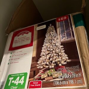 SOLD - Holiday Time Flocked Frisco Pine Tree with Clear Lights